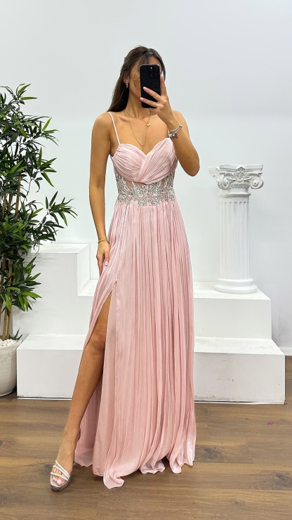 Rope Strap Waist Detail Evening Dress
