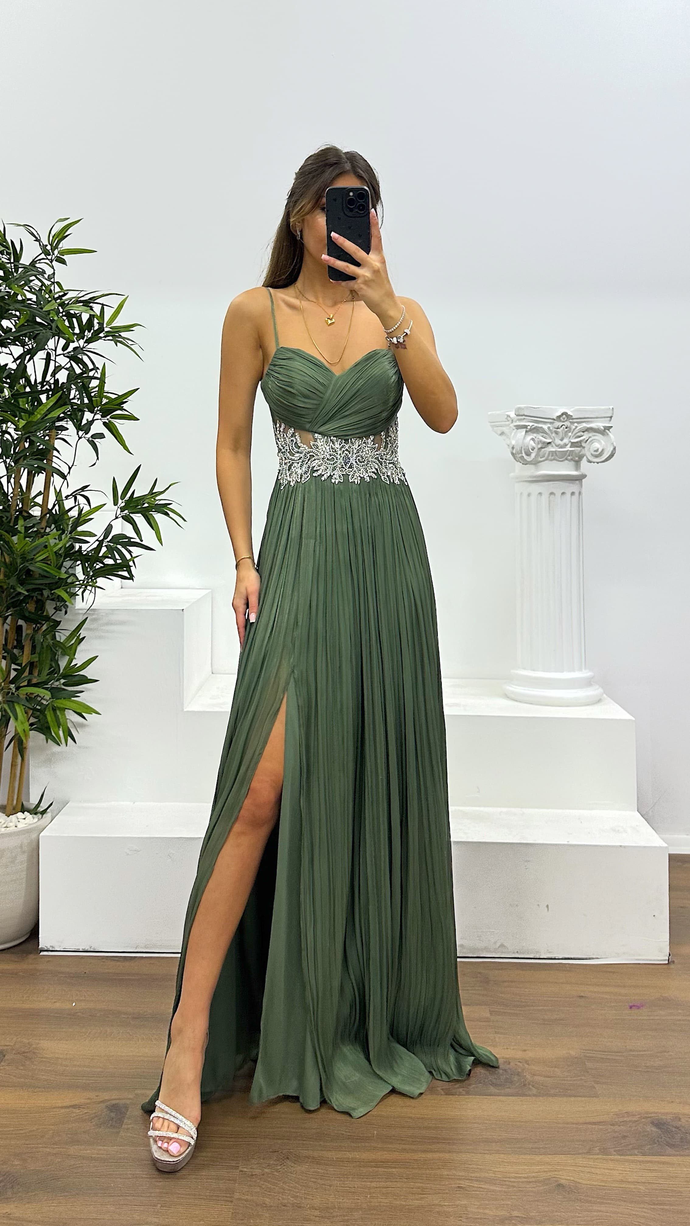 Rope Strap Waist Detail Evening Dress