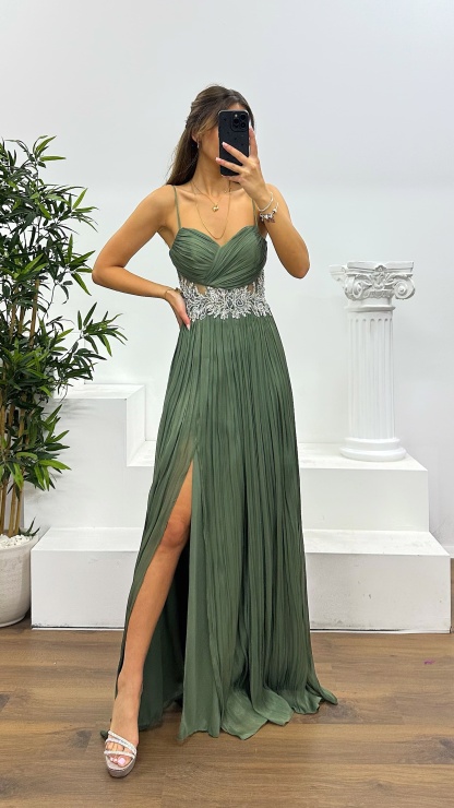 Rope Strap Waist Detail Evening Dress