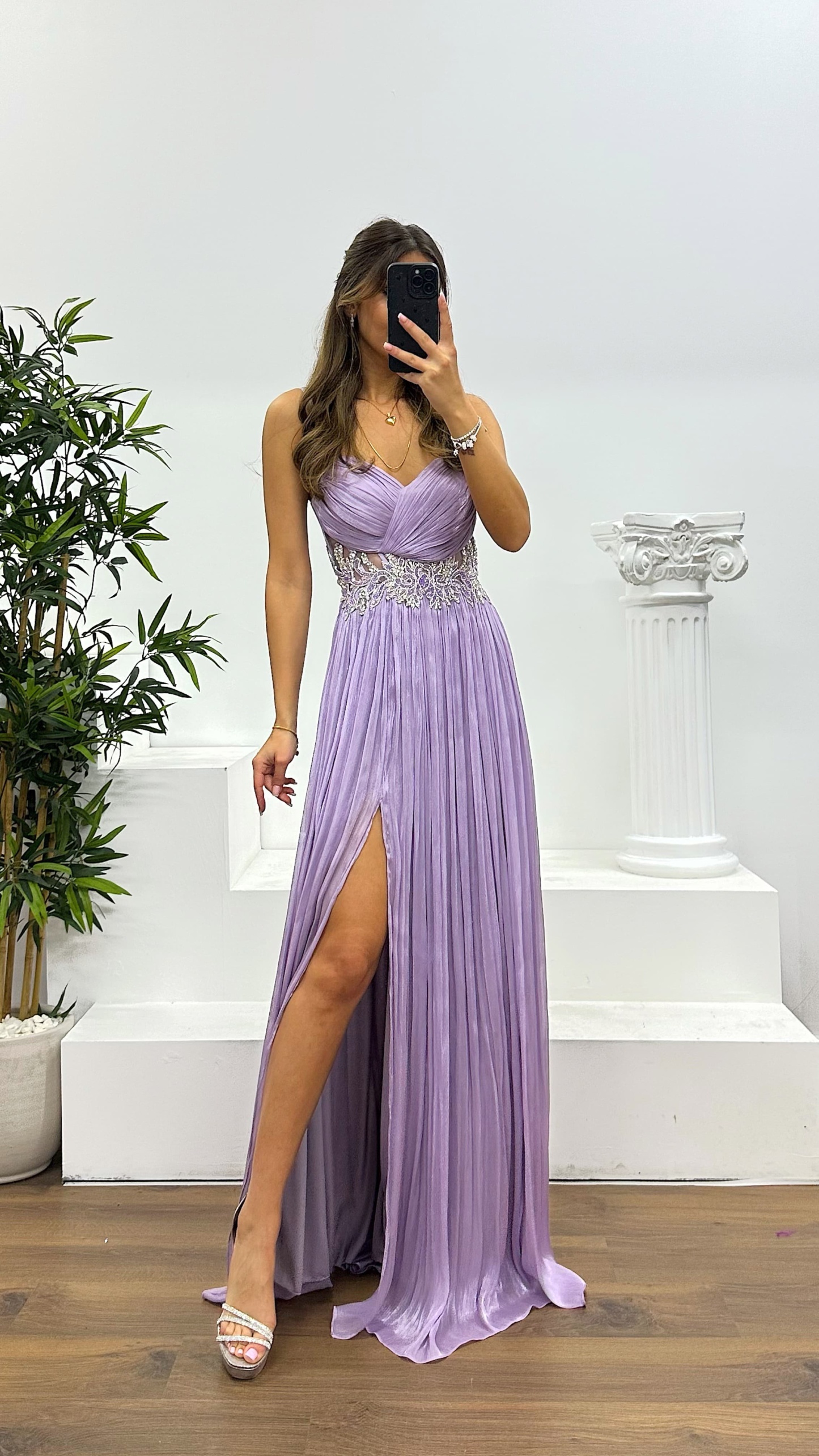 Rope Strap Waist Detail Evening Dress