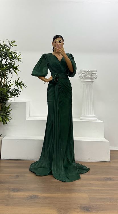 Balloon Sleeve Evening Dress