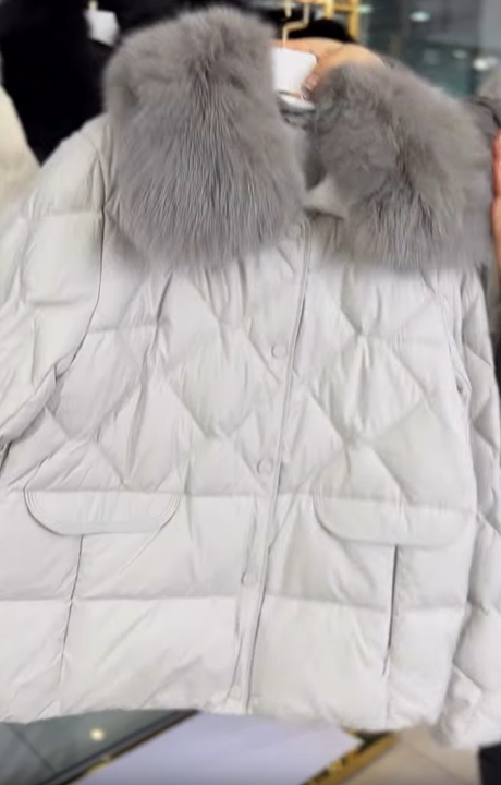 Short Down Coat with Fur Collar