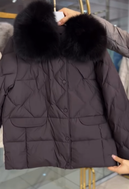 Short Down Coat with Fur Collar
