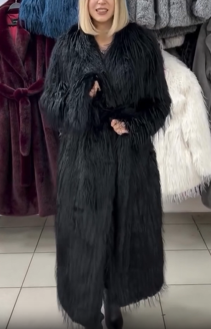 Long - Length Faux Fur Coat