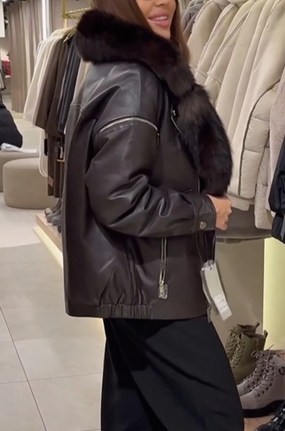 Leather Jacket with Fur Collar