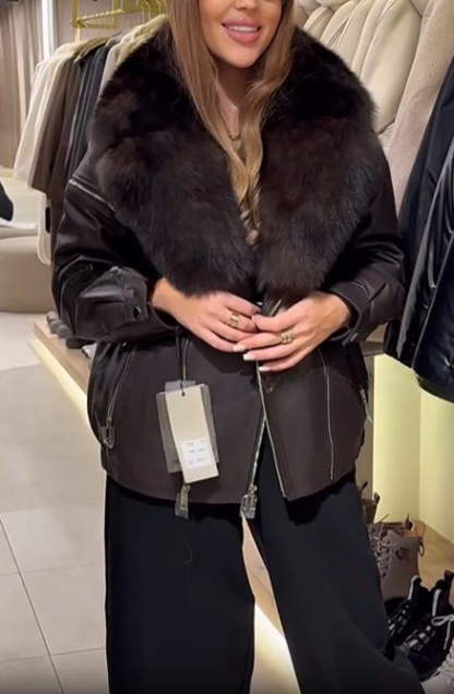 Leather Jacket with Fur Collar