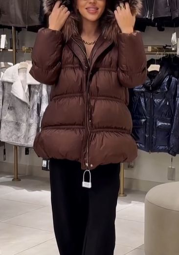 Fur collar hooded down jacket