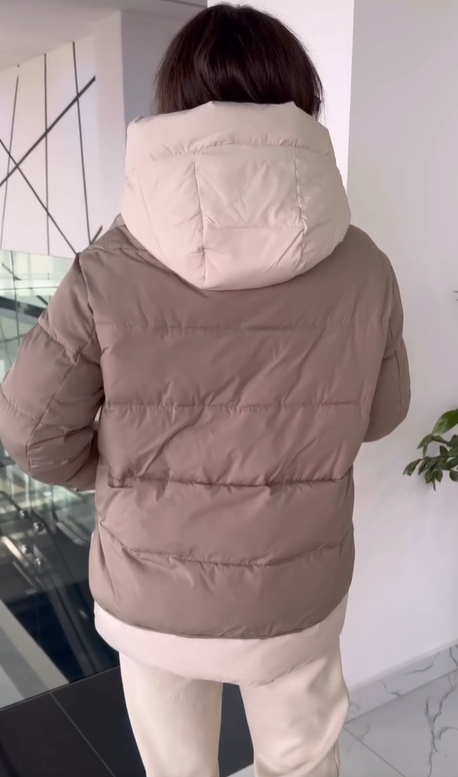 Camel Quilted Hooded Puffer Jacket