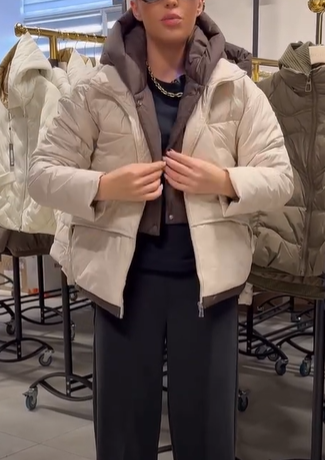 Two - Tone Short Puffer Jacket