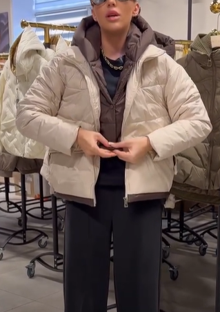 Two - Tone Short Puffer Jacket