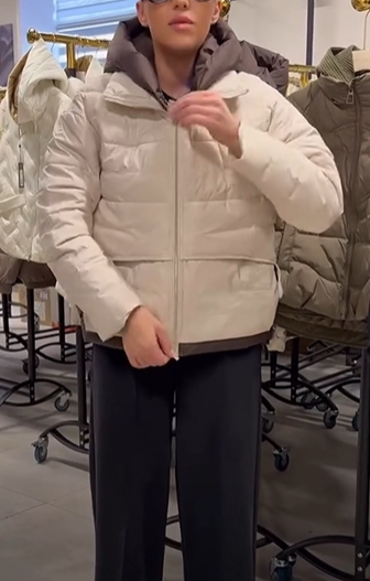 Two - Tone Short Puffer Jacket