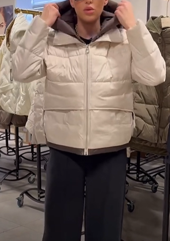 Two - Tone Short Puffer Jacket