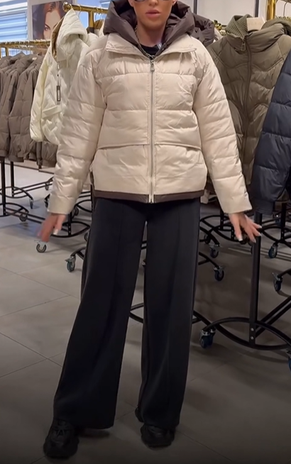Two - Tone Short Puffer Jacket