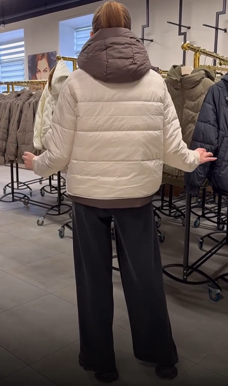 Two - Tone Short Puffer Jacket