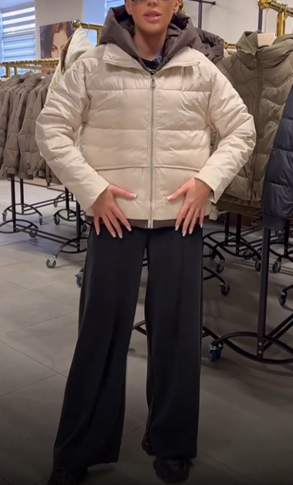 Two - Tone Short Puffer Jacket