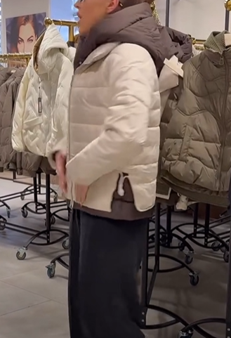 Two - Tone Short Puffer Jacket