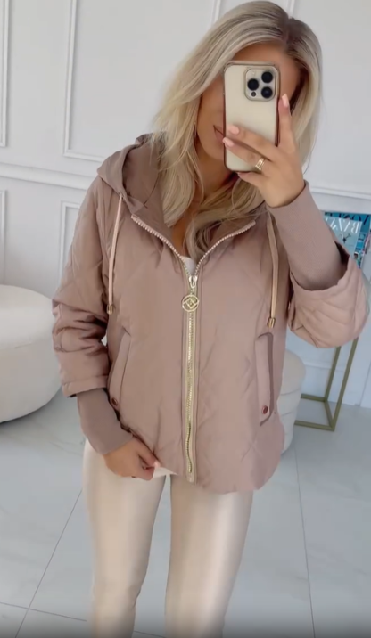 Quilted Zipper-Front Down Jacket