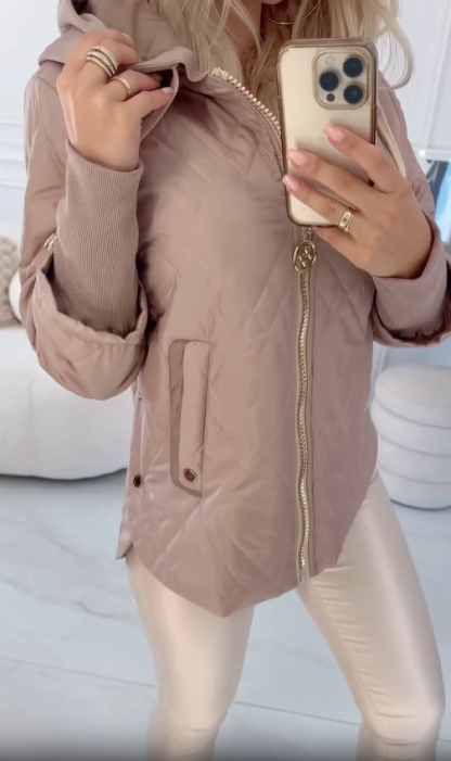 Quilted Zipper-Front Down Jacket