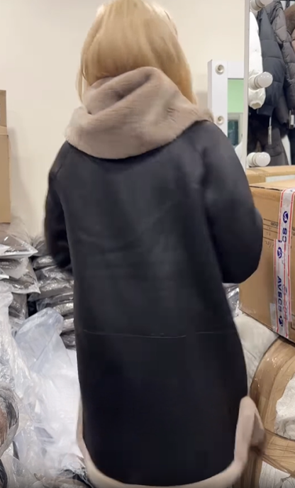 Black Reversible Shearling - Style Coat