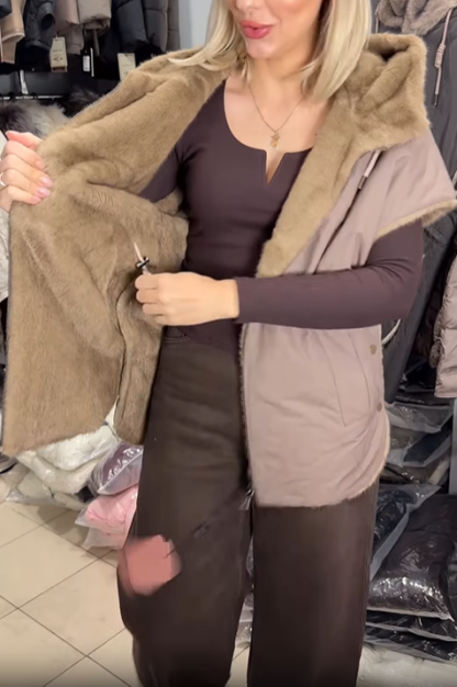 Reversible Faux Fur and Nylon Vest