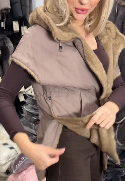 Reversible Faux Fur and Nylon Vest