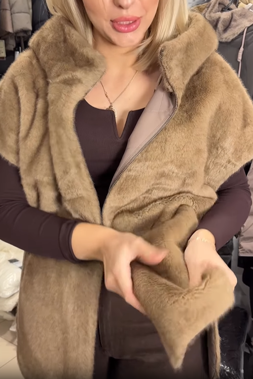 Reversible Faux Fur and Nylon Vest