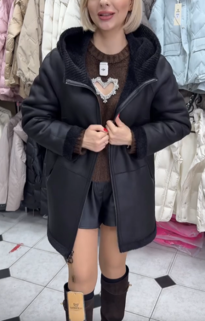 Black Reversible Shearling - Style Coat