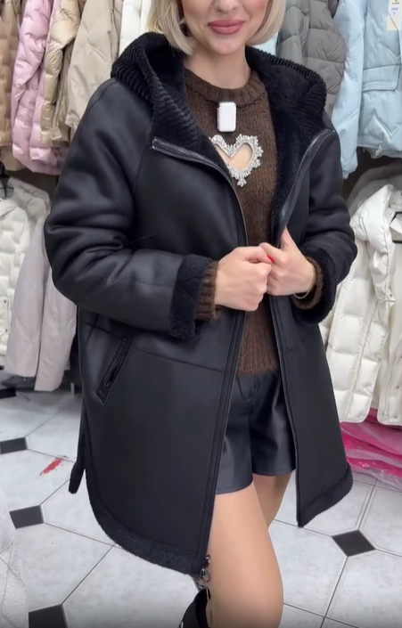 Black Reversible Shearling - Style Coat