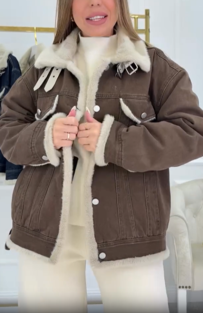 Denim Jacket with Faux Fur Lining