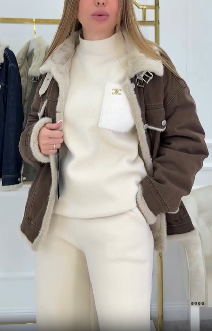 Denim Jacket with Faux Fur Lining