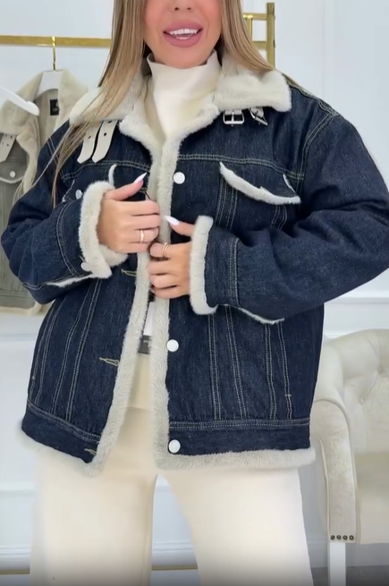 Denim Jacket with Faux Fur Lining