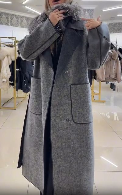 Wool - Blend Coat with Removable Fur Collar