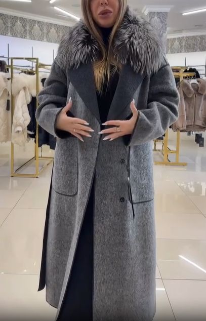 Wool - Blend Coat with Removable Fur Collar