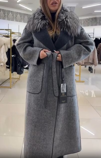 Wool - Blend Coat with Removable Fur Collar