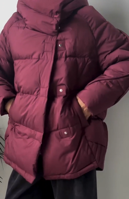 Hooded Snap-Button Down Jacket