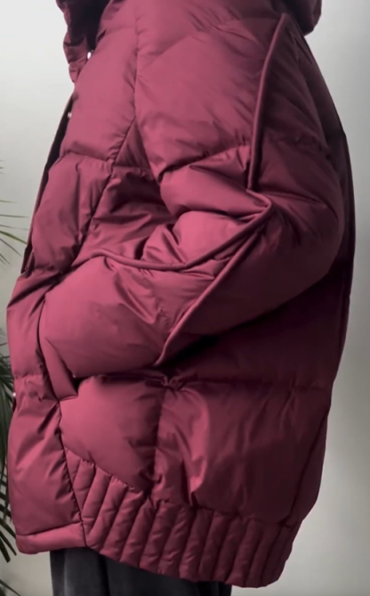 Hooded Snap-Button Down Jacket