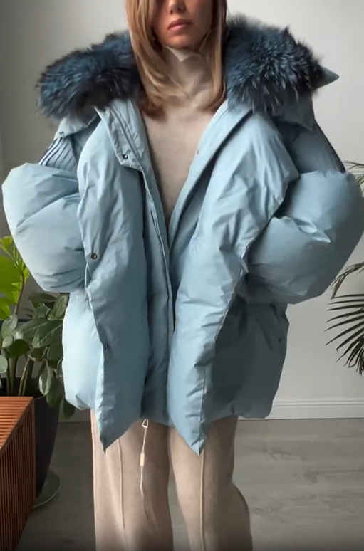 Faux Fur-Trimmed Oversized Puffer Coat