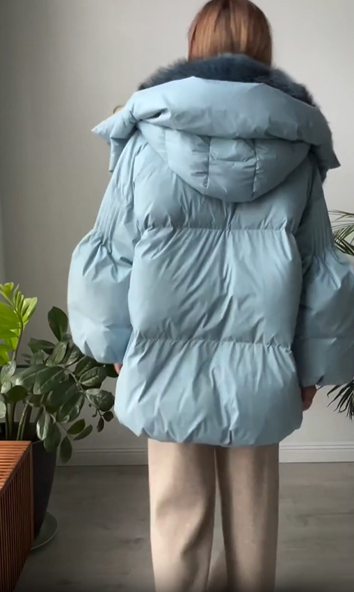 Faux Fur-Trimmed Oversized Puffer Coat