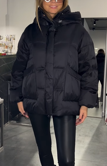 Plum Puffy Hooded Puffer Jacket