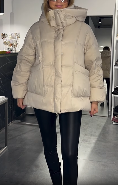 Plum Puffy Hooded Puffer Jacket