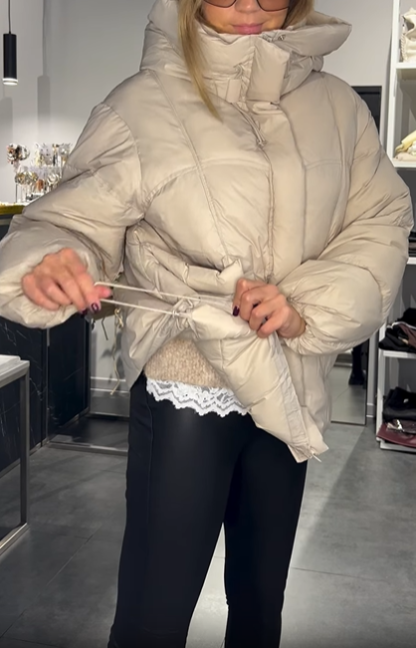 Plum Puffy Hooded Puffer Jacket