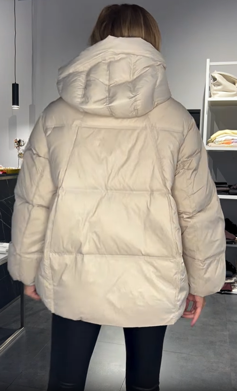 Plum Puffy Hooded Puffer Jacket