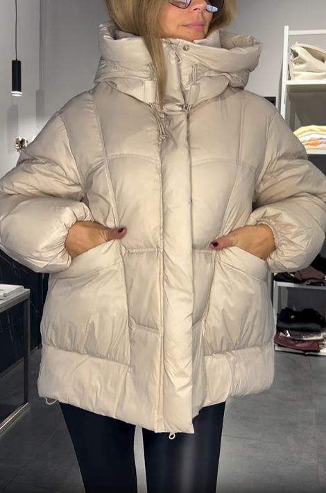 Plum Puffy Hooded Puffer Jacket