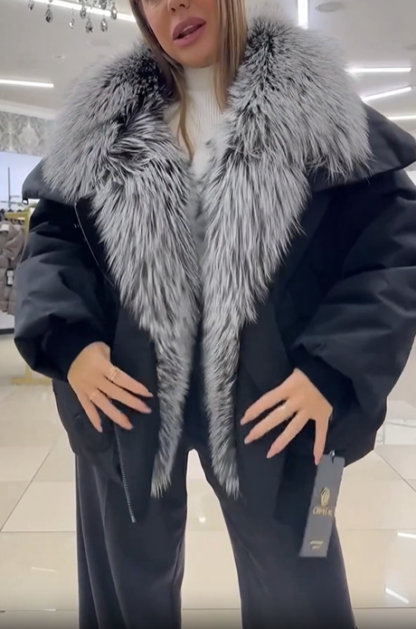 Oversized Puffer Jacket with Faux Fur Collar