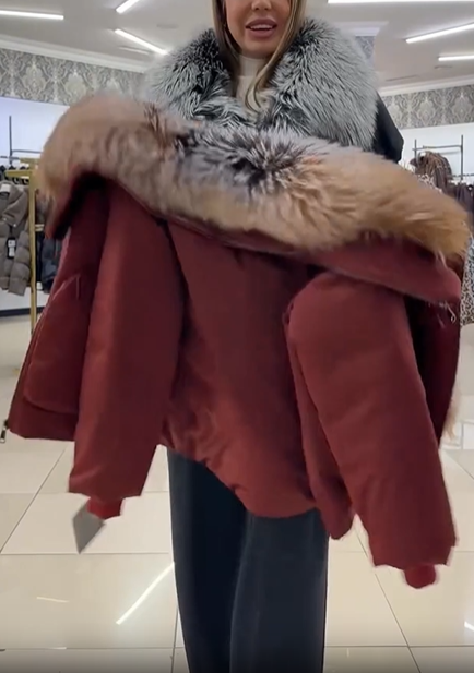 Oversized Puffer Jacket with Faux Fur Collar