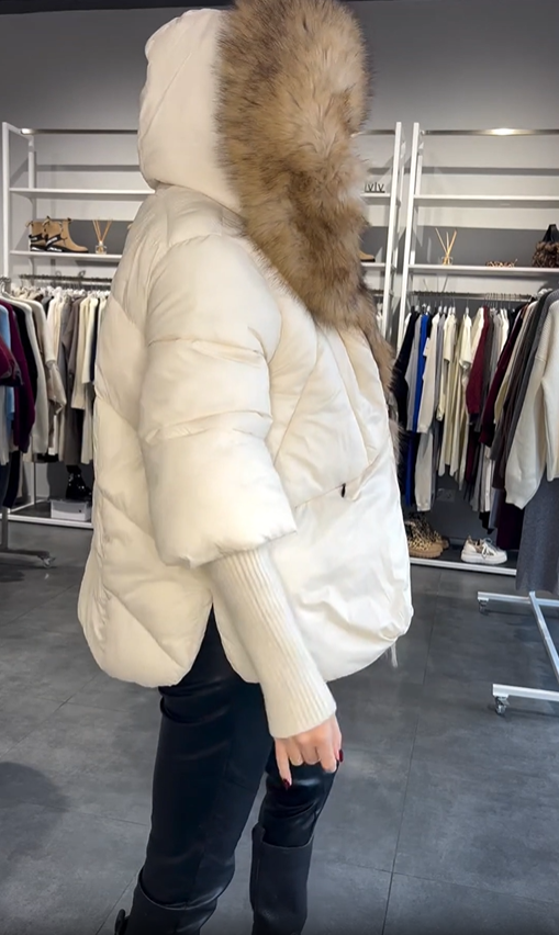 Black Faux Fur - Trimmed Down Jacket