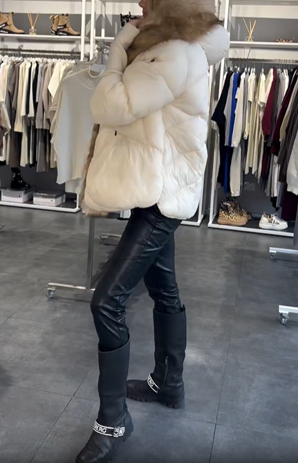 Black Faux Fur - Trimmed Down Jacket