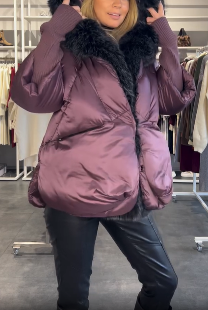 Black Faux Fur - Trimmed Down Jacket