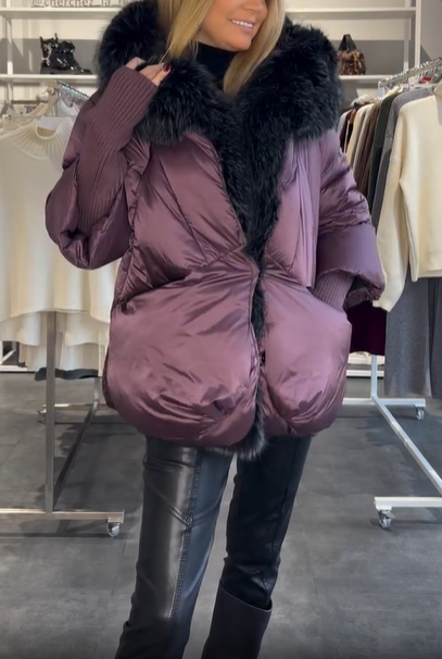 Black Faux Fur - Trimmed Down Jacket