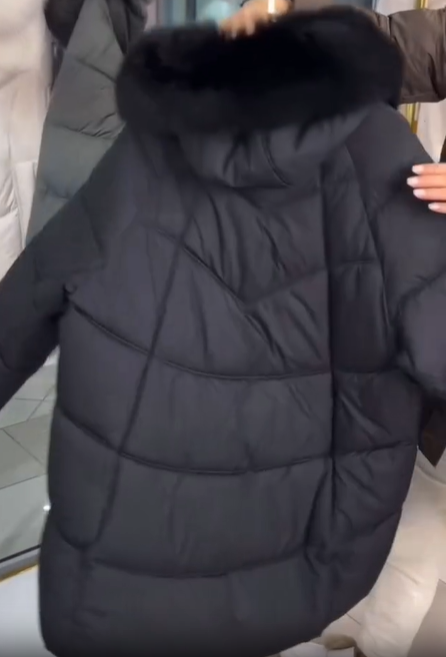 Diamond-Quilted Hooded Puffer Coat with Faux Fur Accents